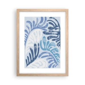 Affisch i ram av ljusek - Blåa ormbunkar - 30x40 cm