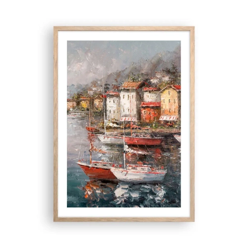 Affisch i ram av ljusek - Romantisk hamn - 50x70 cm