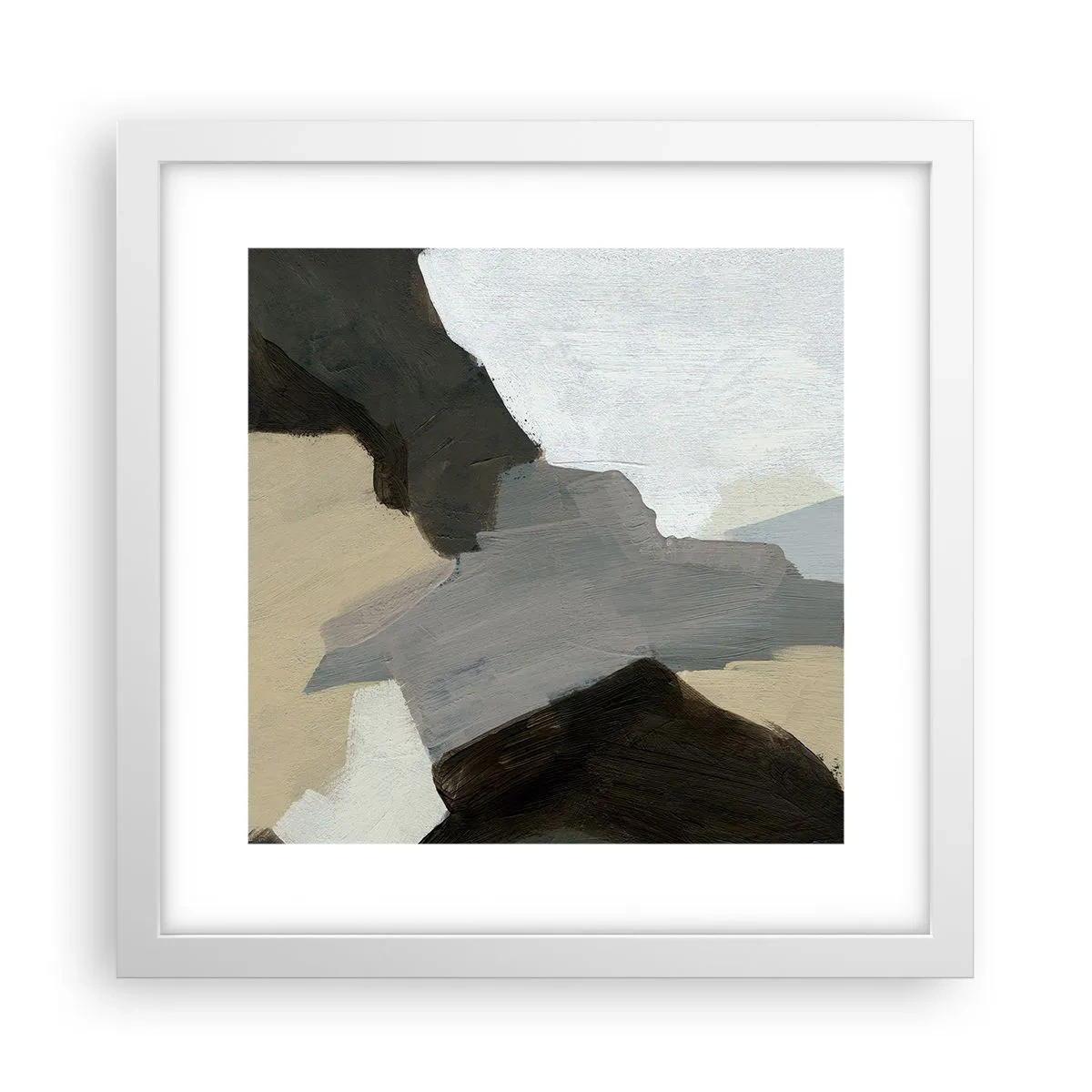 Affisch i vit ram - Abstraktion: avgrening av det gråa - 30x30 cm