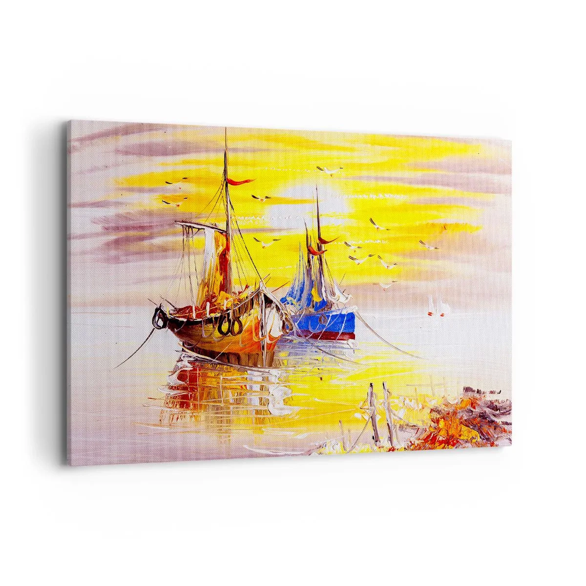 Canvastavla - Bild på duk - Välförtjänt vila i hamnen - 120x80 cm