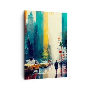Canvastavla - Bild på duk - New York - här är till och med regnet färgstarkt - 70x100 cm
