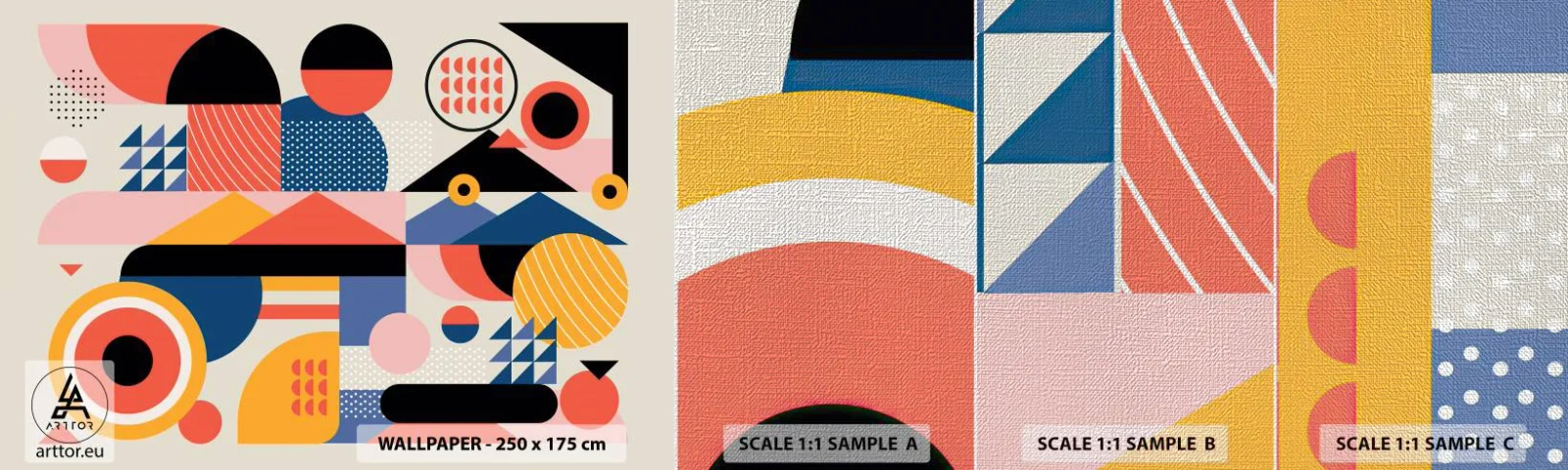 Provbit av fototapet Premium Canvas - Komposition: Lek - Abstraktion, Vektor, Modern - 100x30 cm