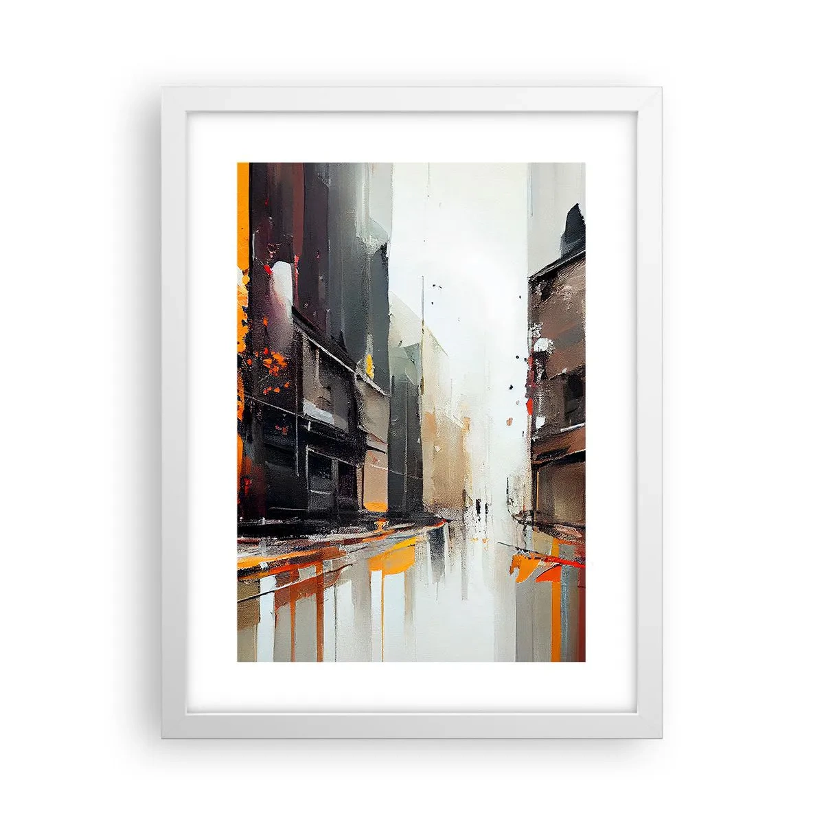 Affisch i vit ram - Regnig dag - 30x40 cm