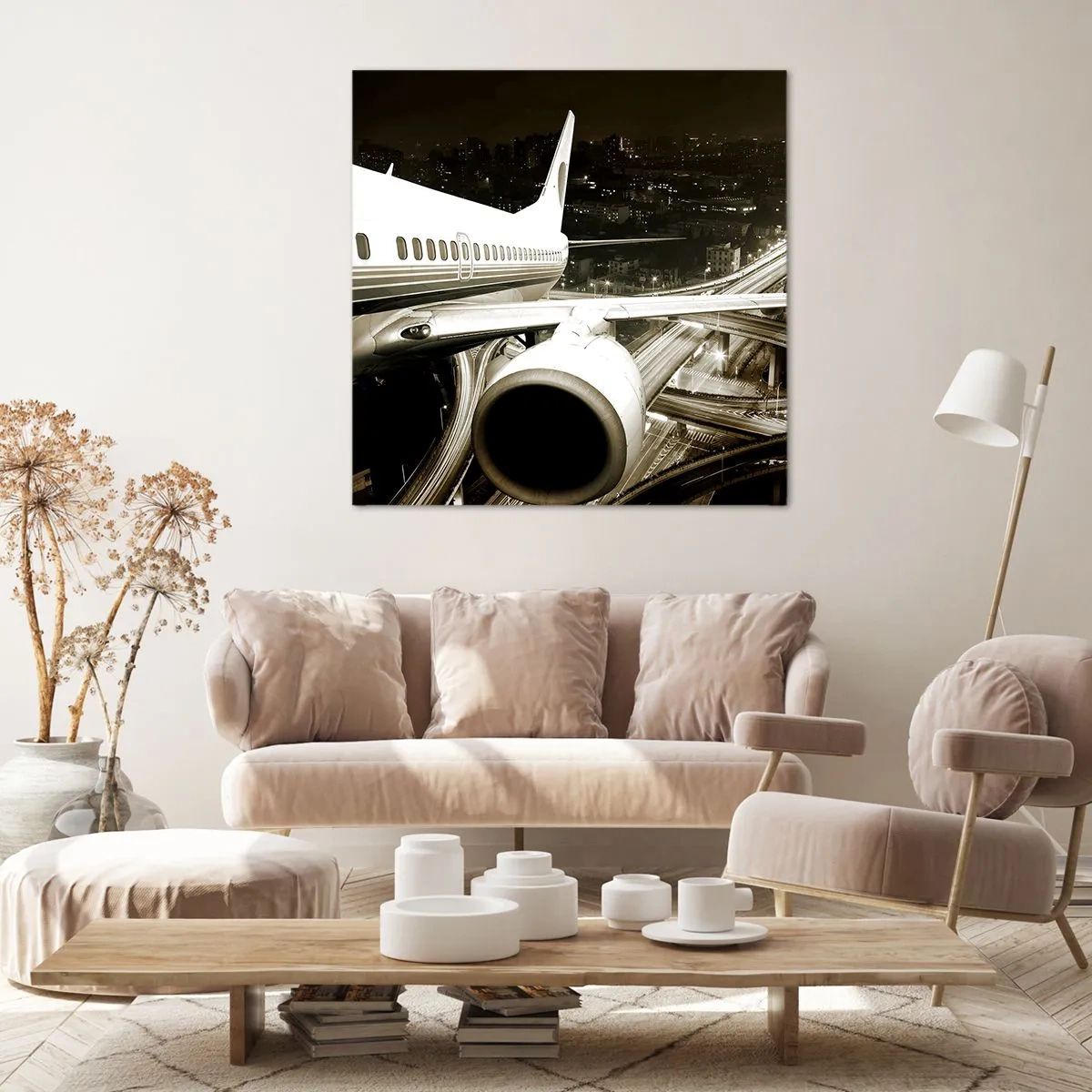 Canvastavla - Bild på duk - Lyfta upp i natten - 70x70 cm