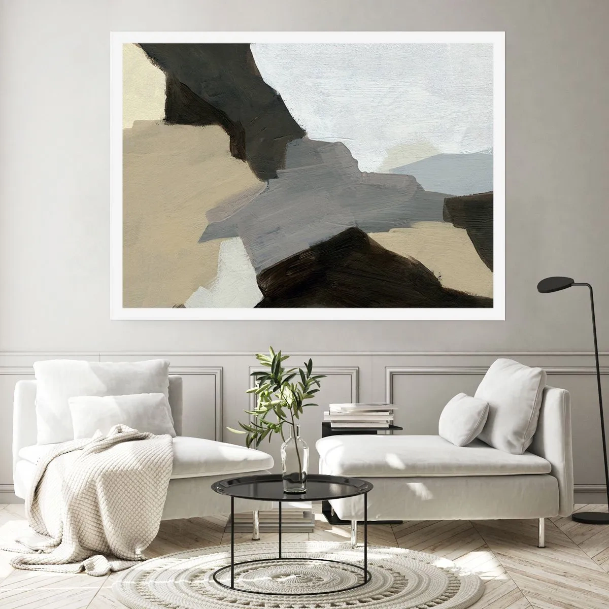 Affisch - Abstraktion: avgrening av det gråa - 91x61 cm