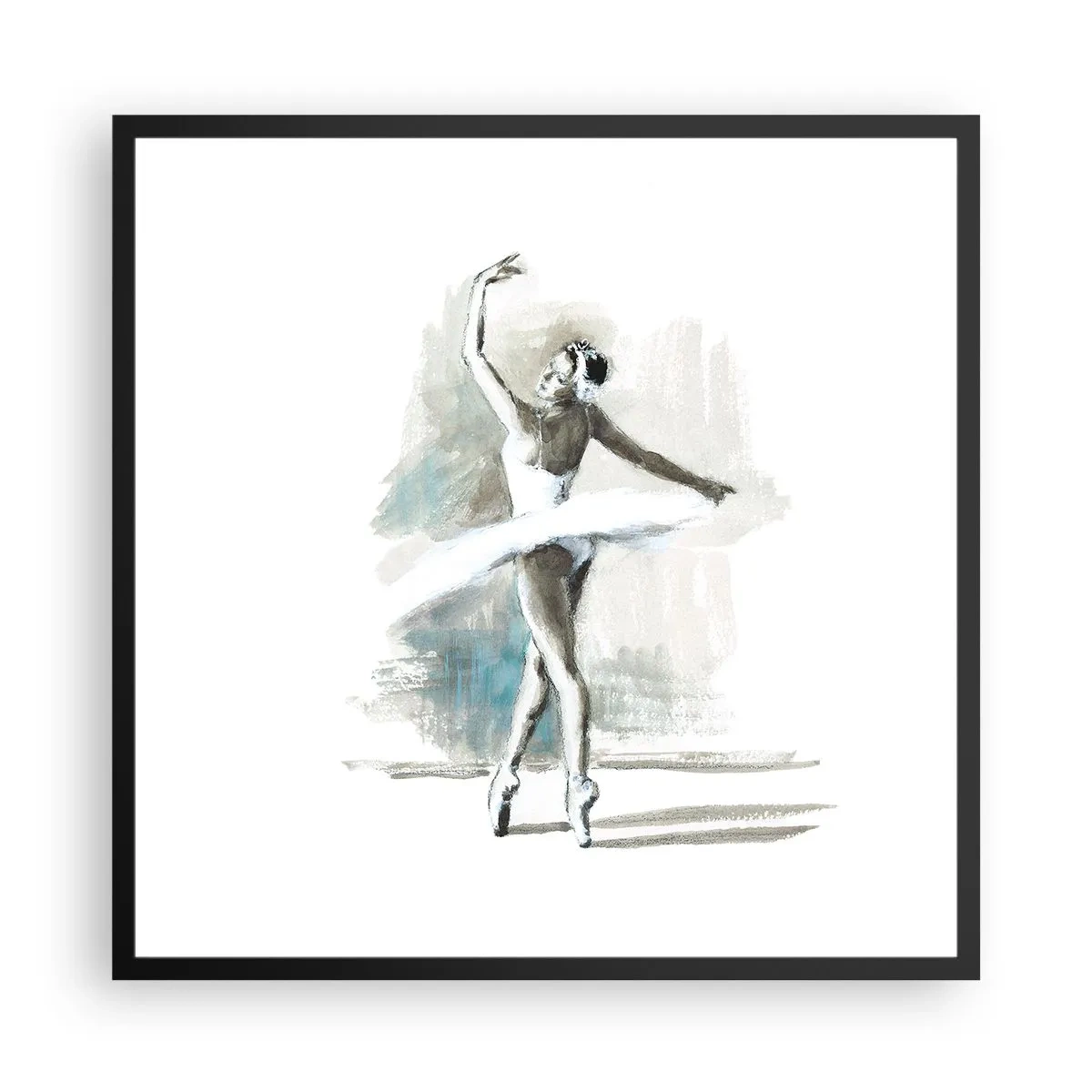 Affisch i svart ram - Förtrollad i en svan - 60x60 cm