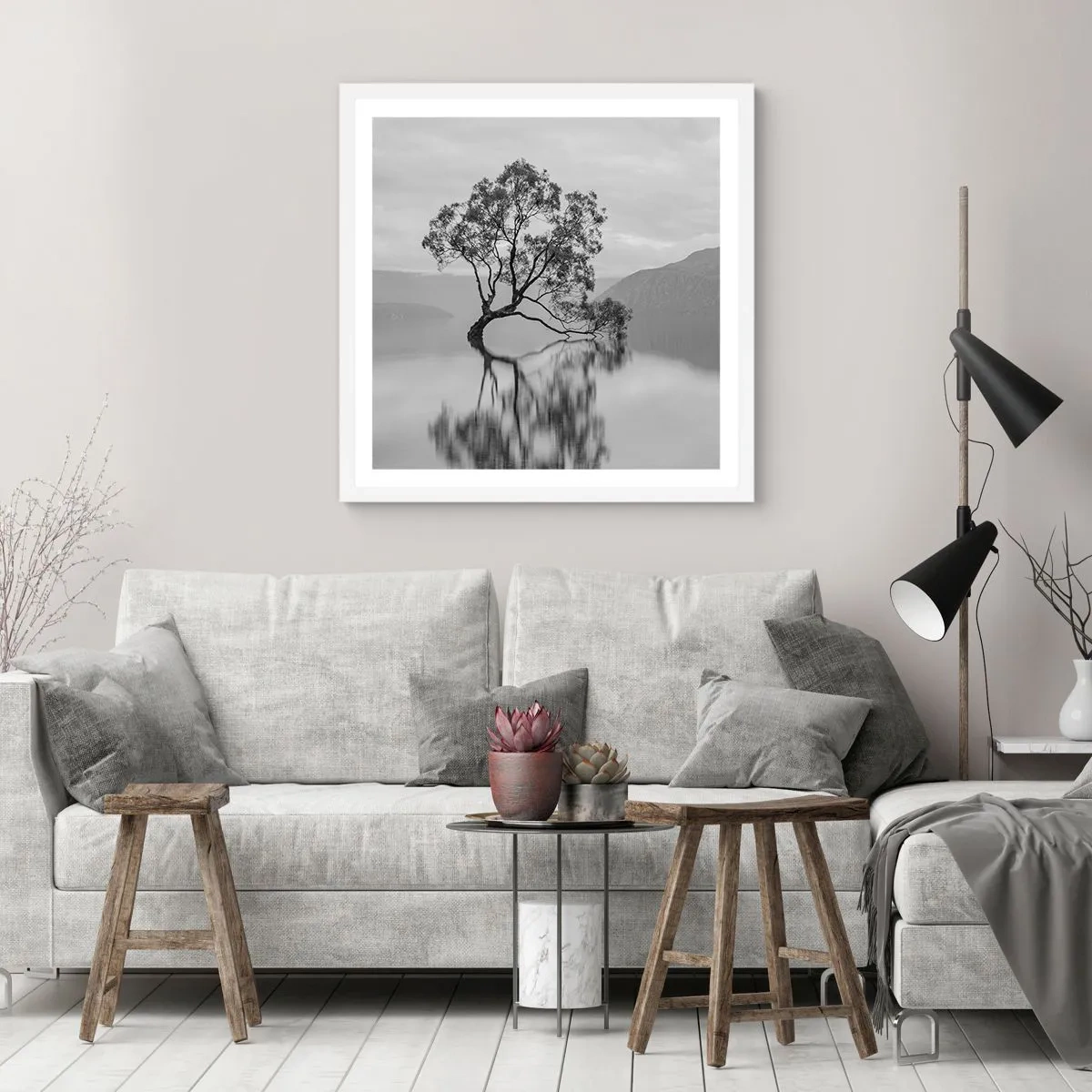 Affisch i vit ram - Det finns ett land - 40x40 cm