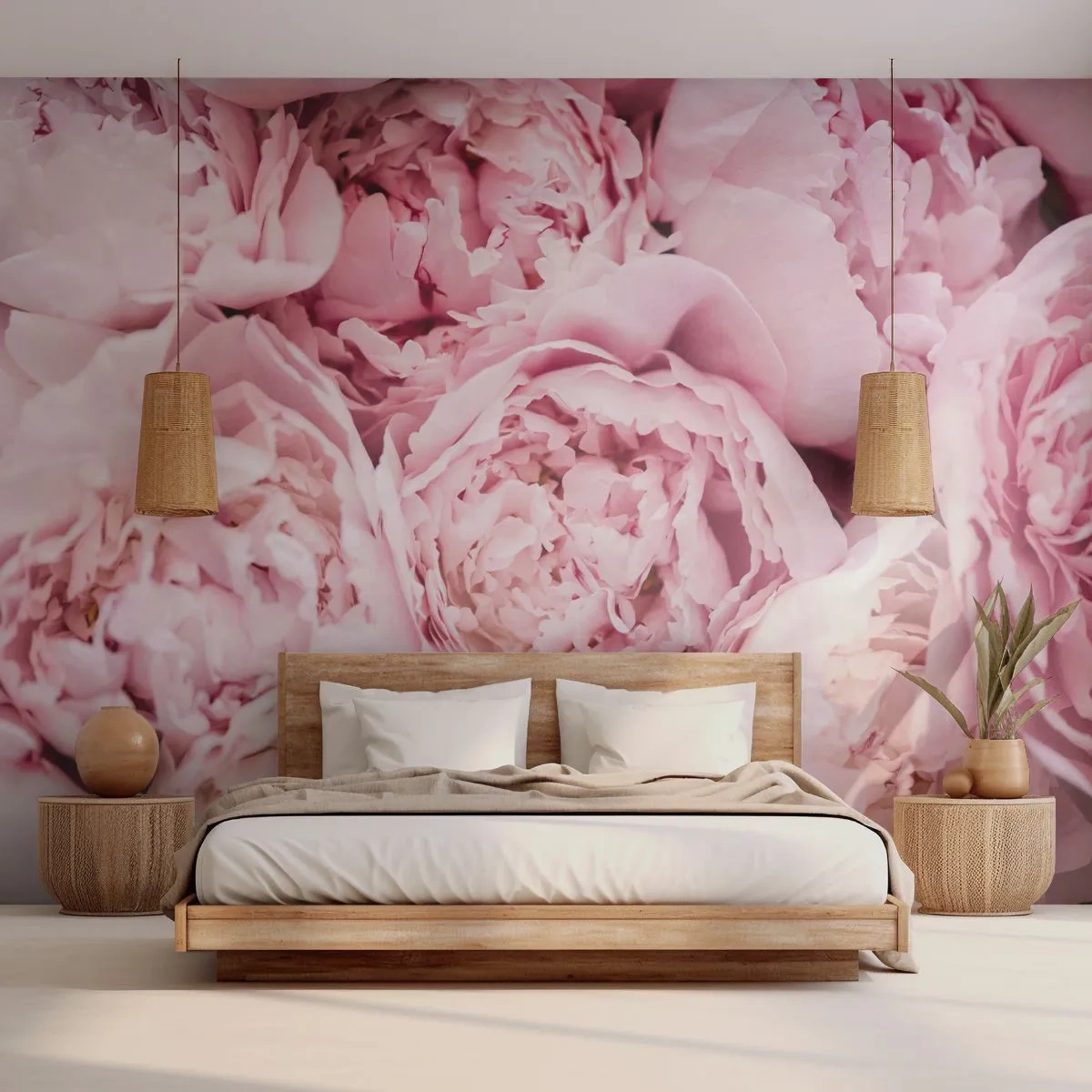 Fototapet Premium Sand - Hopklämda och doftande - Pion, Blommor, Blombukett - 100x70 cm