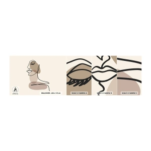 Provbit av självhäftande fototapet Deluxe Sticker - Skönhetens säkra linje - Abstraktion, Kvinnans ansikte, Grafik - 100x30 cm