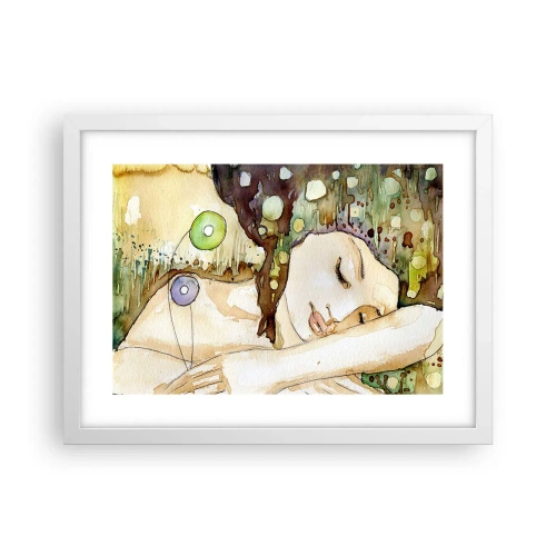 Affisch i vit ram - Smaragd-viol dröm - 40x30 cm