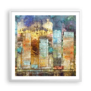Affisch i vit ram - Solig metropol - 60x60 cm