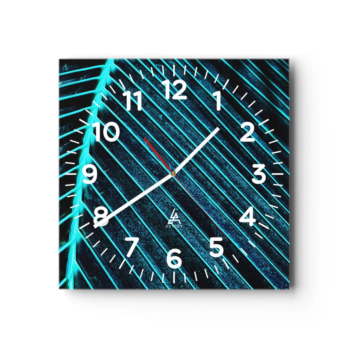 Väggklocka - Klocka på glas - Grön textur - 40x40 cm