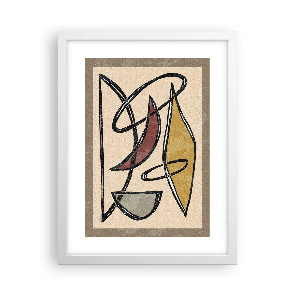 Affisch i vit ram - Komposition - bågar och ovaler - 30x40 cm