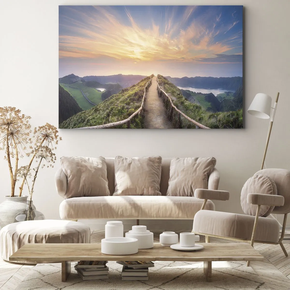 Canvastavla - Bild på duk - En pittoresk stig på en kulle med utsikt över solnedgången - 70x50cm - Nära himlen - Modern väggdekoration för vardagsrum och sovrum ARTTOR