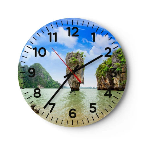 Väggklocka - Klocka på glas - Naturens bergsunder - 40x40 cm