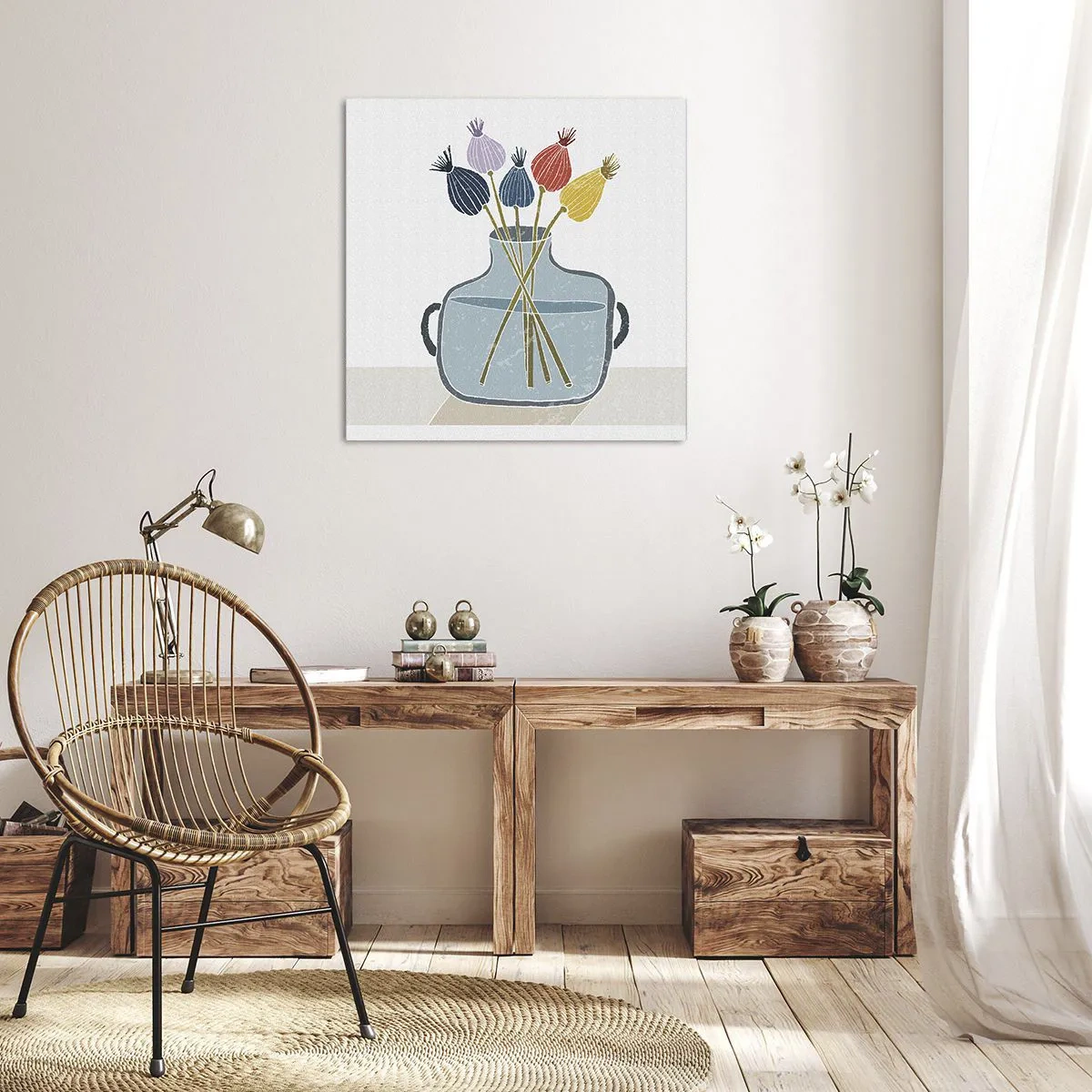 Canvastavla - Bild på duk - Vallmovas - 70x70 cm