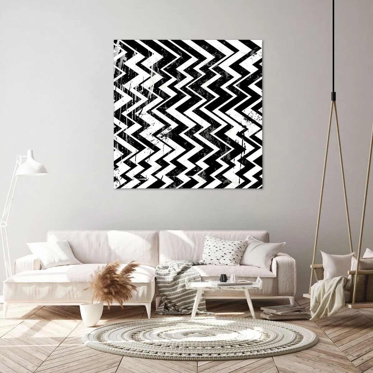 Canvastavla - Bild på duk - Zick-vitt, zack-svart - 60x60 cm