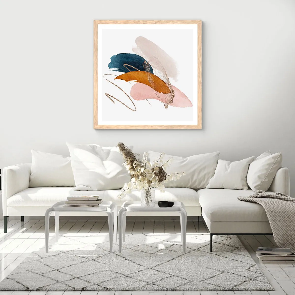Affisch i ram av ljusek - Bevingad komposition - 40x40 cm