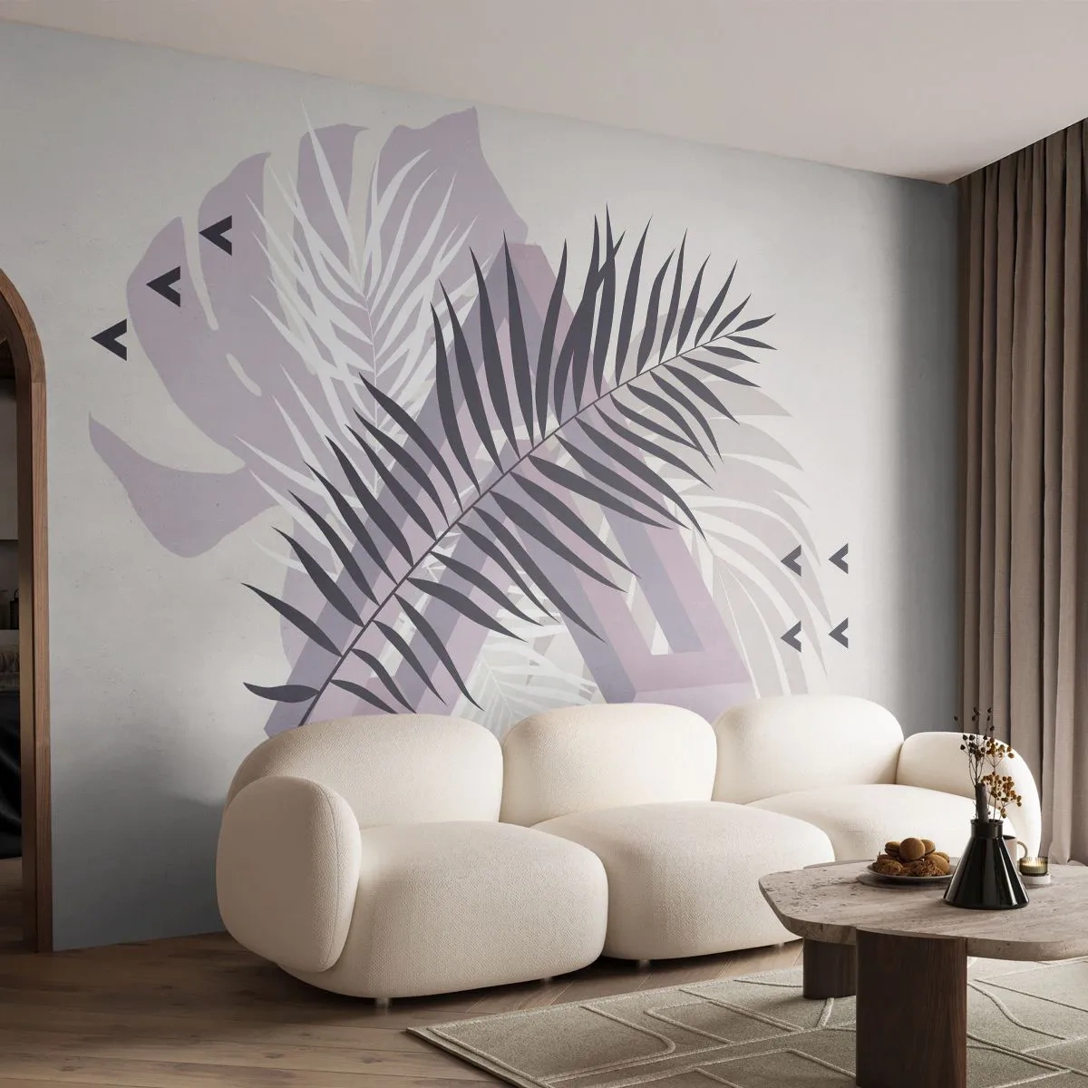 Självhäftande Fototapet Deluxe Sticker - Skuggans skugga - Grafik, Palmblad, Bit - 250x175 cm
