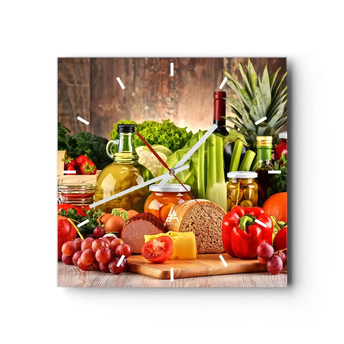 Väggklocka - Klocka på glas - Rökt, ugnstekt, marinerad - 30x30 cm