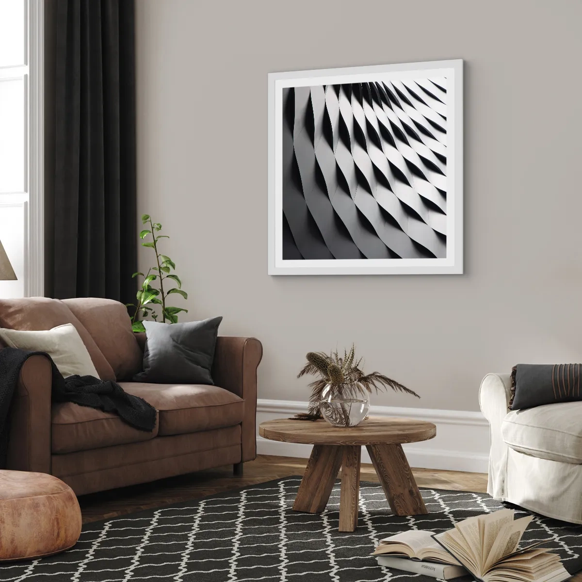 Affisch i vit ram - På vågornas yta - 60x60 cm