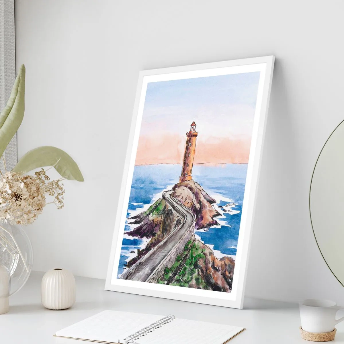 Affisch i vit ram - Vänd mot havet - 50x70 cm