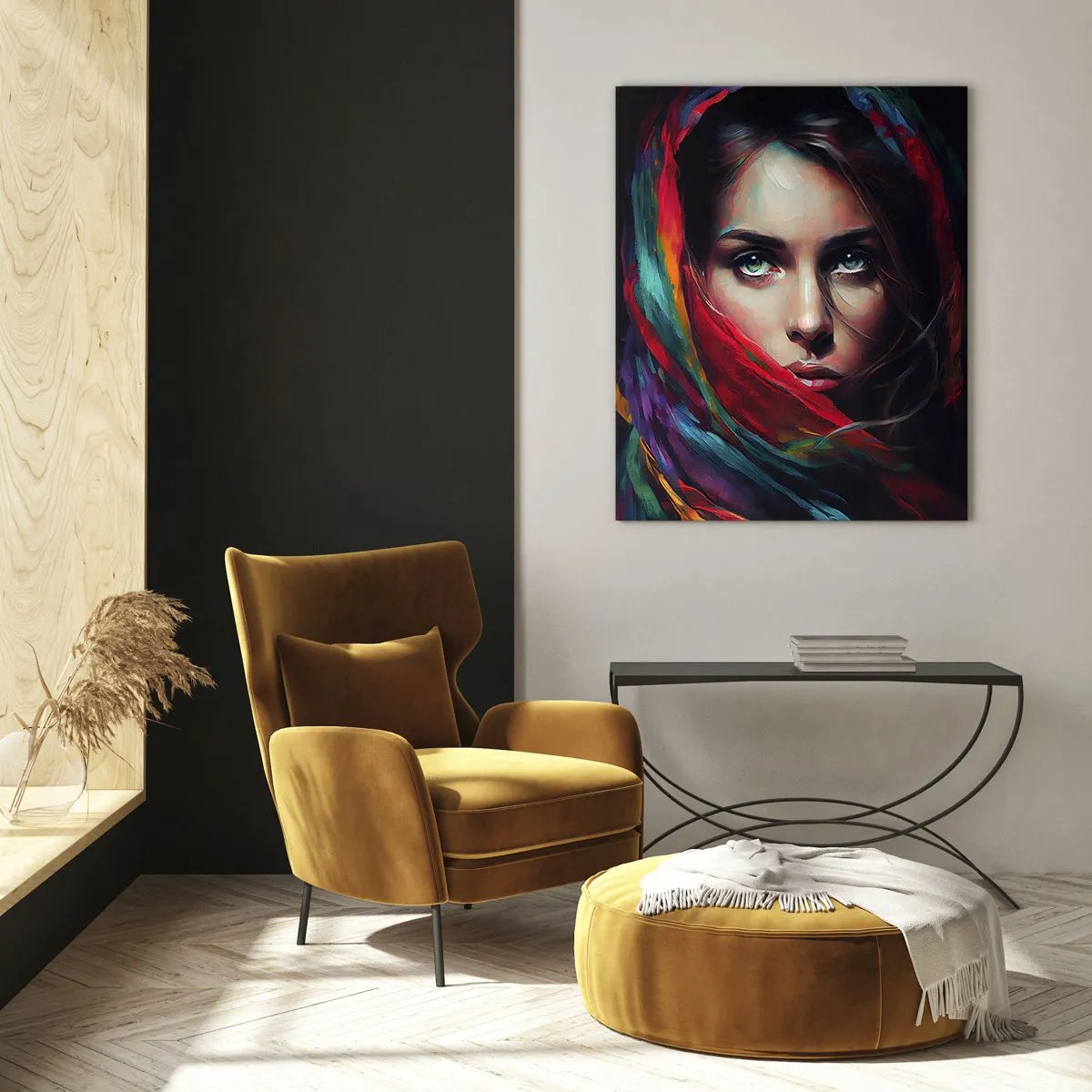 Glastavla - Bild på glas - Grönögd hemlighet - 50x70 cm