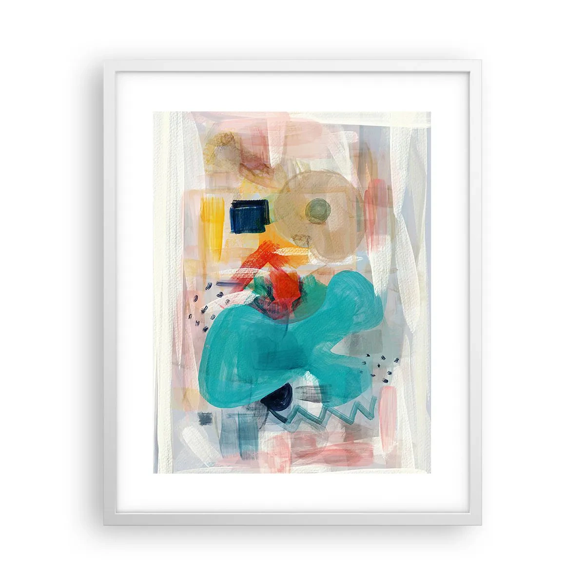 Affisch i vit ram - Ett färgglatt spel - 40x50 cm