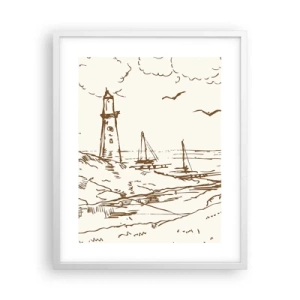 Affisch i vit ram - Sommarminnets kontur - 40x50 cm