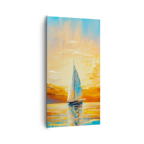 Canvastavla - Bild på duk - Segla i gult - 65x120 cm