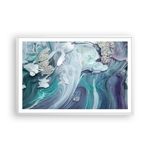 Affisch i vit ram - Blåhetens strömmar - 91x61 cm