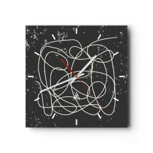 Väggklocka - Klocka på glas - Vilsegångna tankar - 40x40 cm