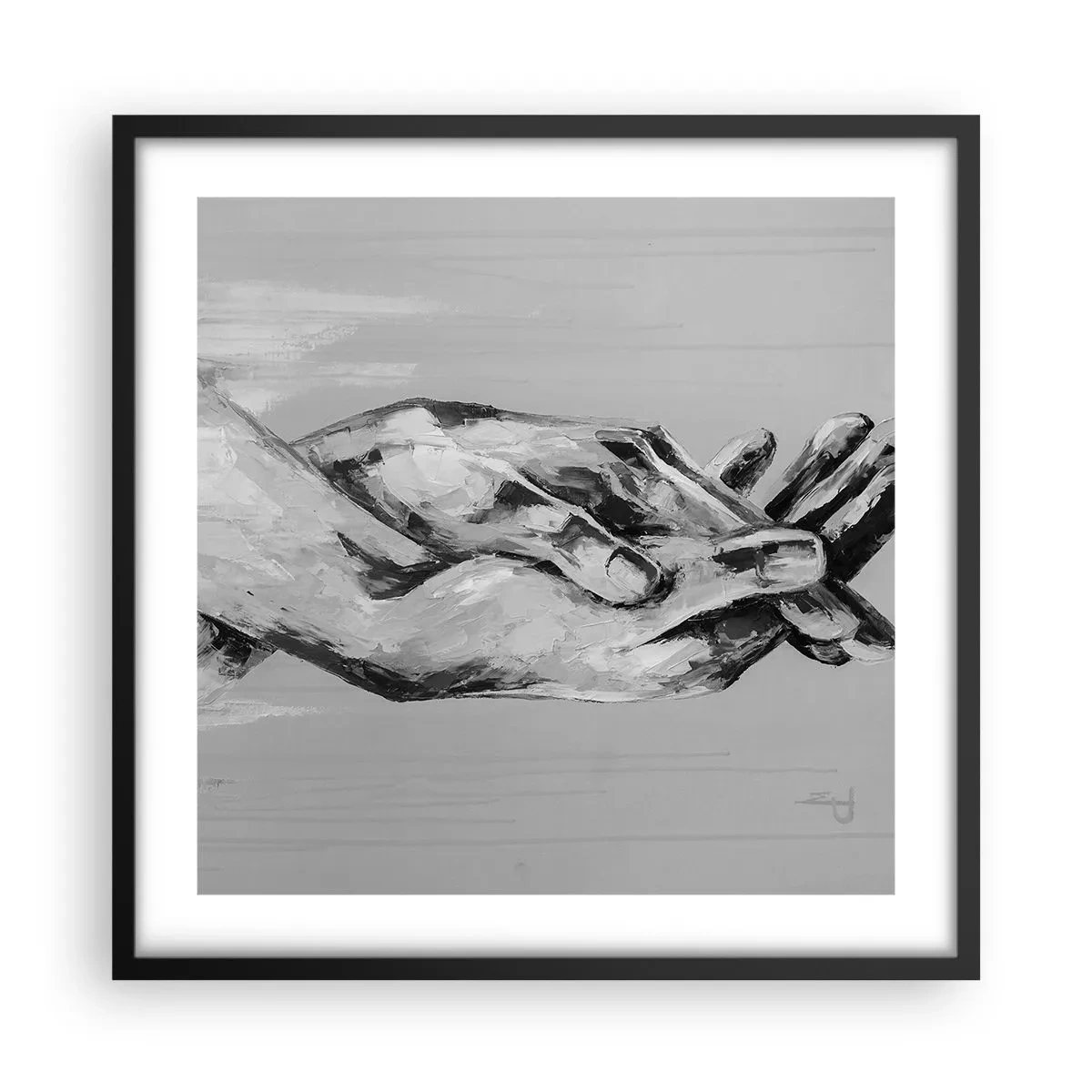 Affisch i svart ram - Början... - 50x50 cm