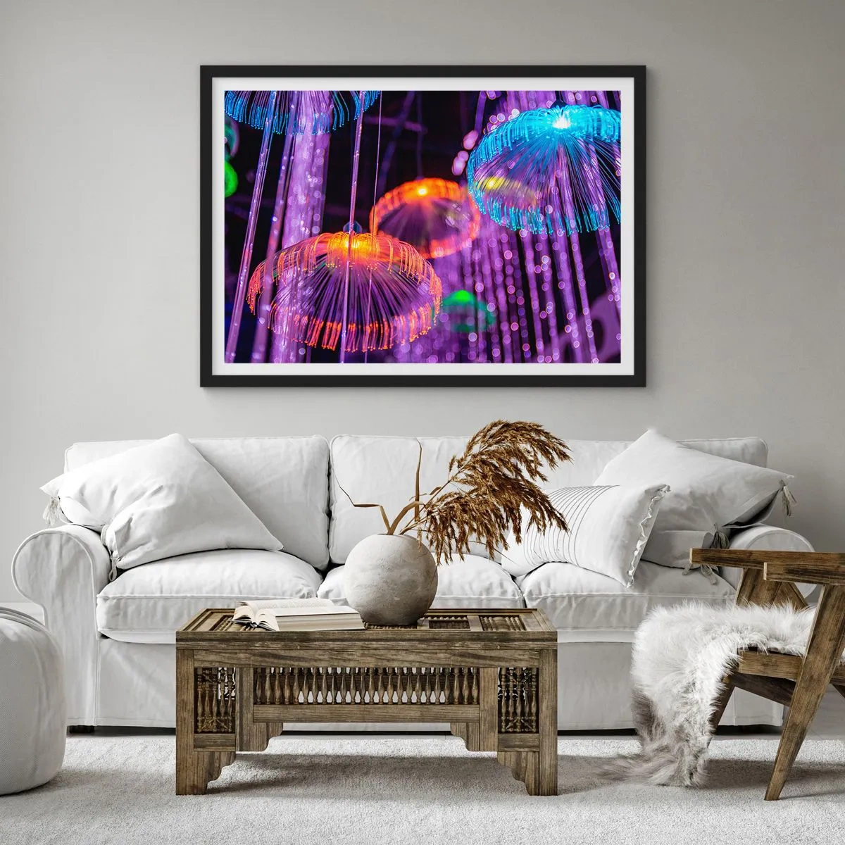 Affisch i svart ram - Lysande fontän - 70x50 cm