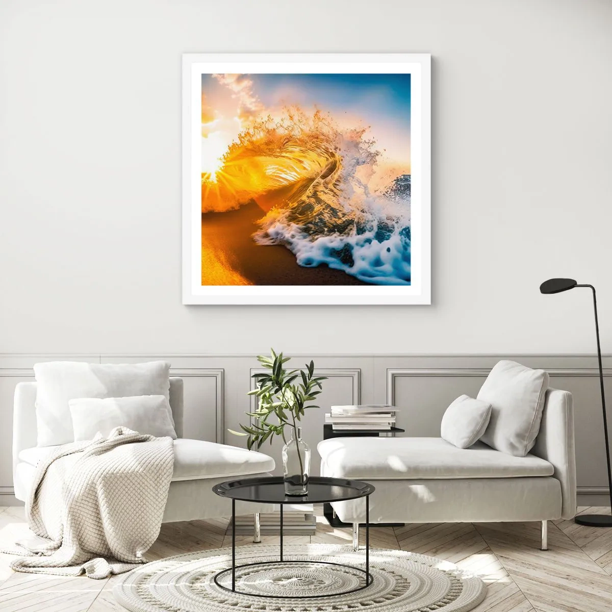 Affisch i vit ram - Lek i sanden - 50x50 cm