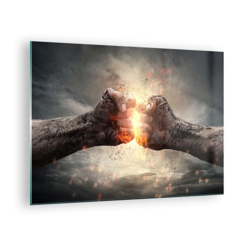 Glastavla - Bild på glas - Stå upp i kampen - 70x50cm - Stå upp och kämpa - Modern väggdekoration för vardagsrum och sovrum ARTTOR