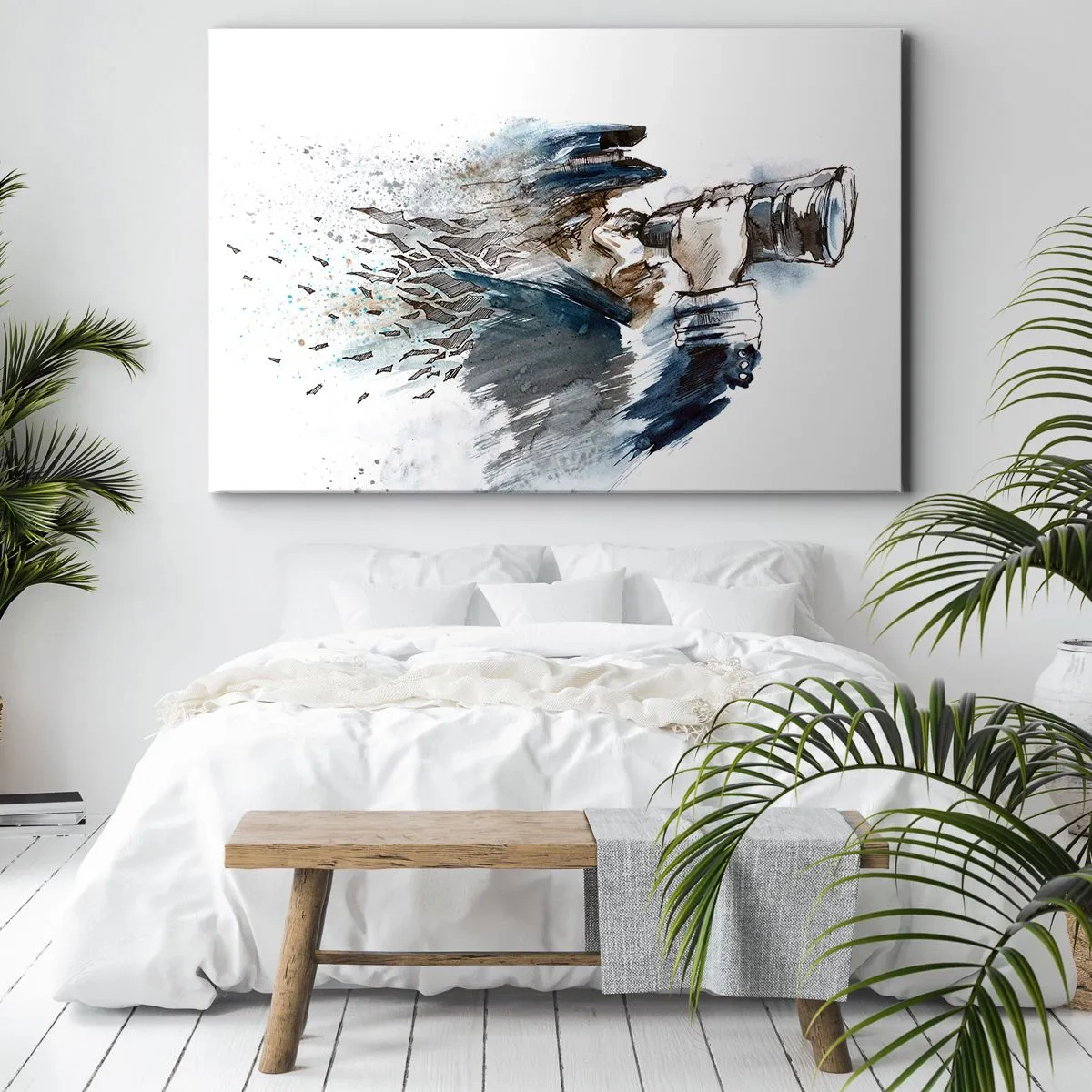 Canvastavla - Bild på duk - En kapten med kikare i en dynamisk akvarellscen - 70x50cm - Tio i Beauforts skala - Modern väggdekoration för vardagsrum och sovrum ARTTOR