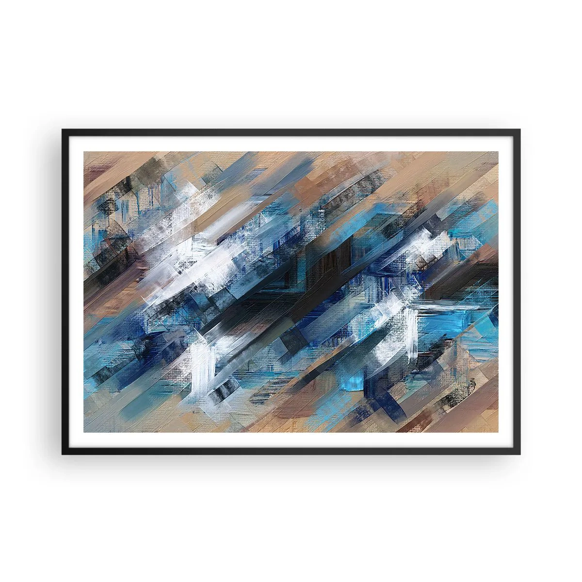 Affisch i svart ram - På en blå sluttning - 100x70 cm