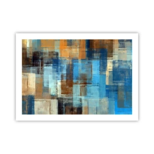 Affisch - Genom blåa gardinen - 70x50 cm