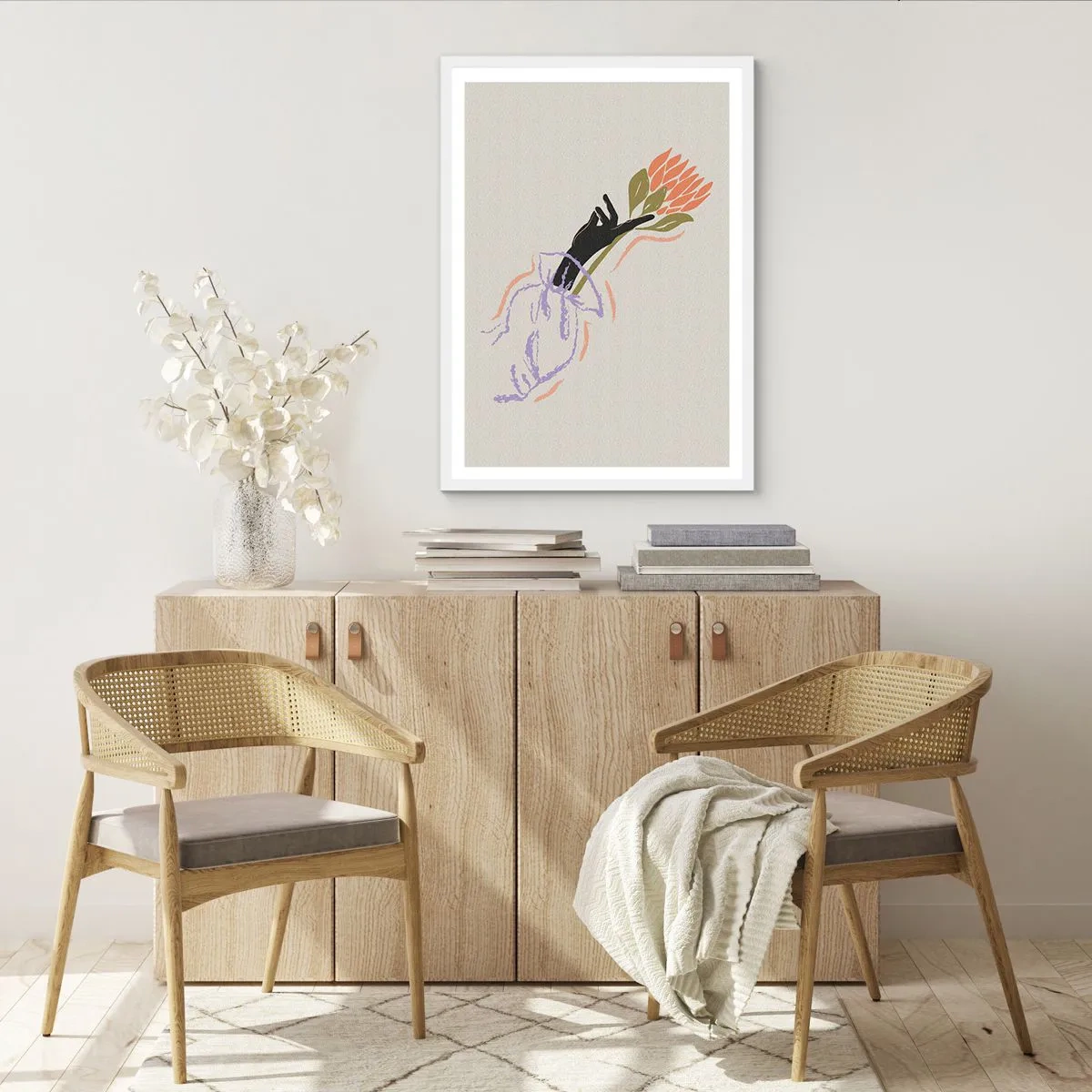 Affisch i vit ram - En systerlig beröring - 30x40 cm