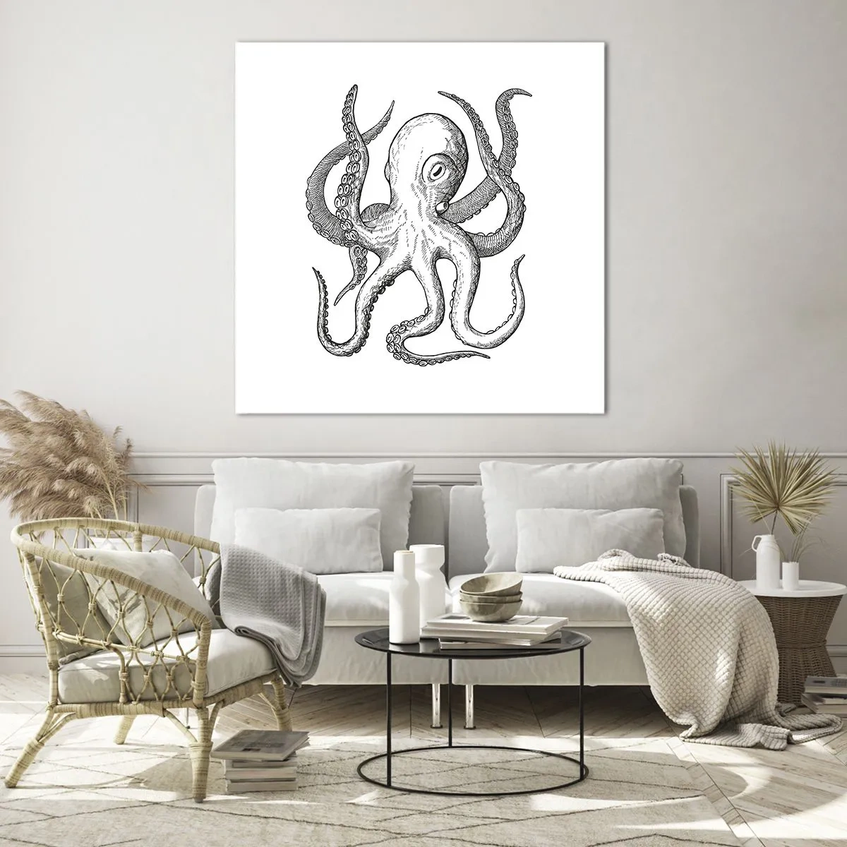 Glastavla - Bild på glas - Dansar med vågorna - 60x60 cm