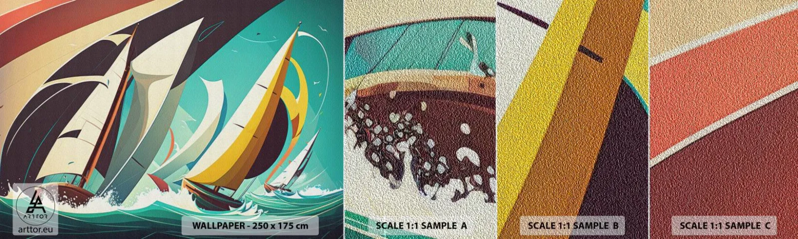 Provbit av fototapet Premium Sand - Icke rädda för elementen - Segelbåtar, Regatta, Hav - 100x30 cm