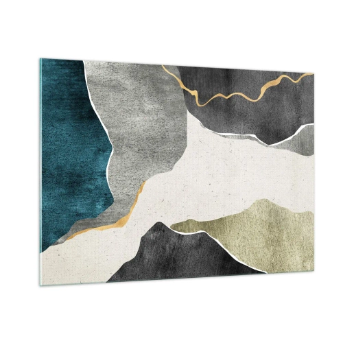 Glastavla - Bild på glas - Mosaikkomposition med en guldtråd - 100x70 cm