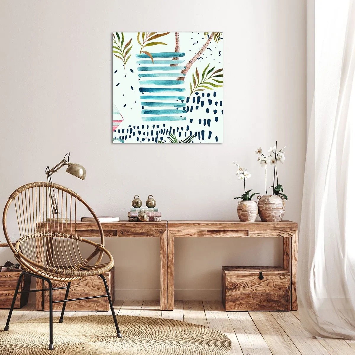 Canvastavla - Bild på duk - Semester under palmerna - 30x30 cm