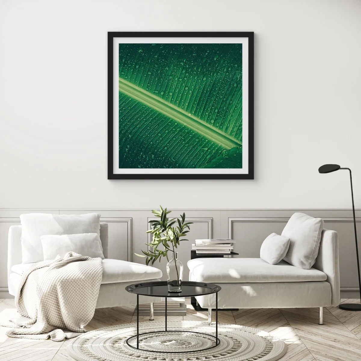 Affisch i svart ram - Grönskans struktur - 30x30 cm