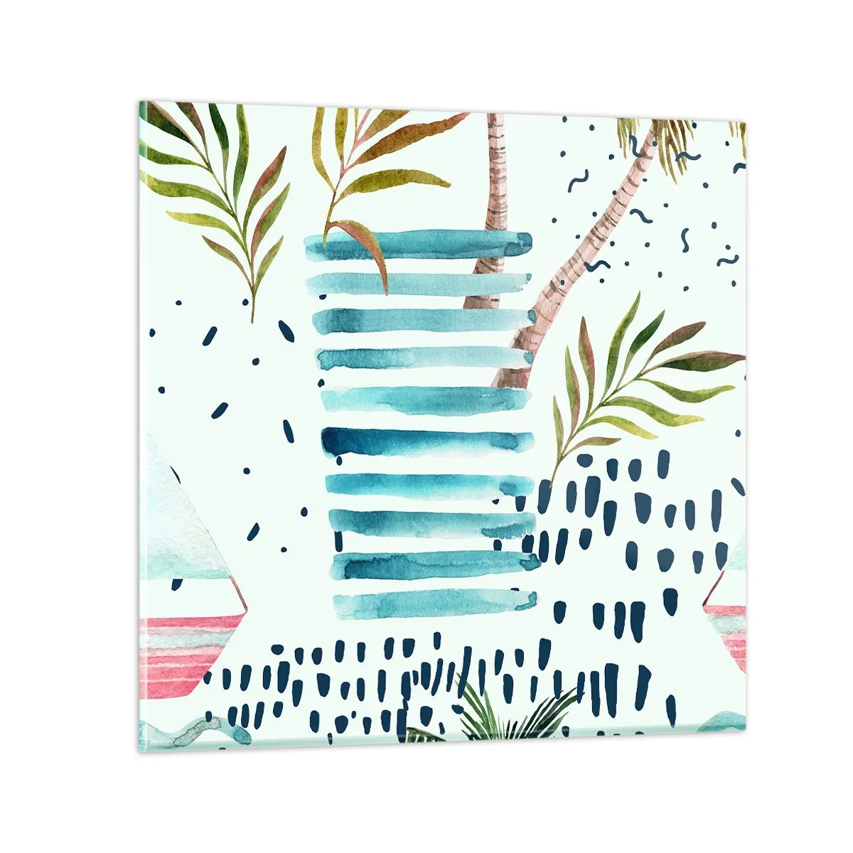 Glastavla - Bild på glas - Semester under palmerna - 60x60 cm