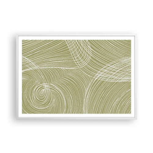 Affisch i vit ram - Intrikat abstraktion i vitt - 100x70 cm
