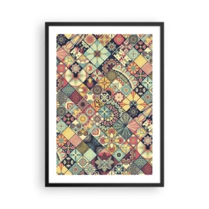 Affisch i svart ram - Färgglatt mosaikmönster - 50x70cm - Marockansk stämning - Modern väggdekoration för vardagsrum och sovrum ARTTOR