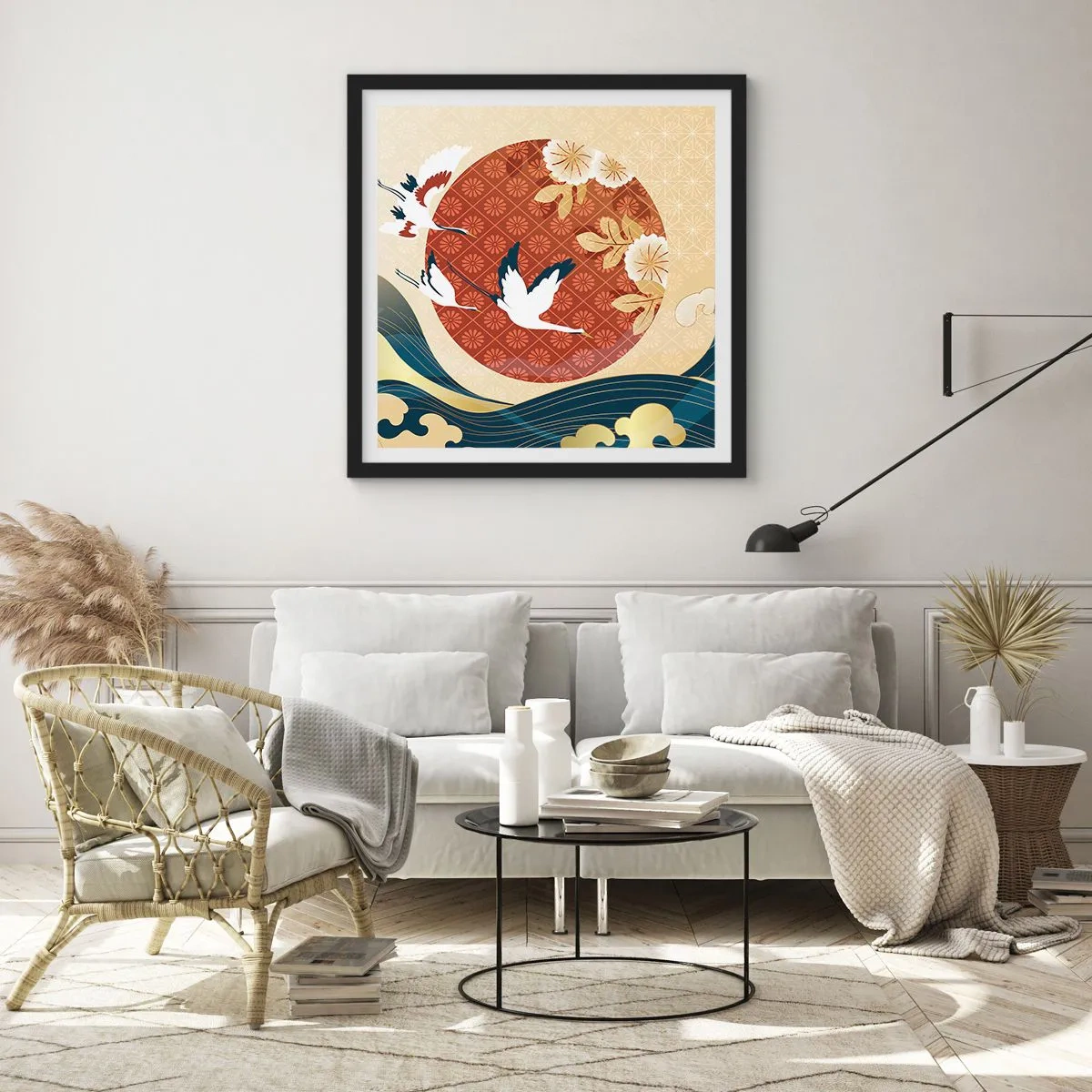 Affisch i svart ram - Japansk saga - 50x50 cm