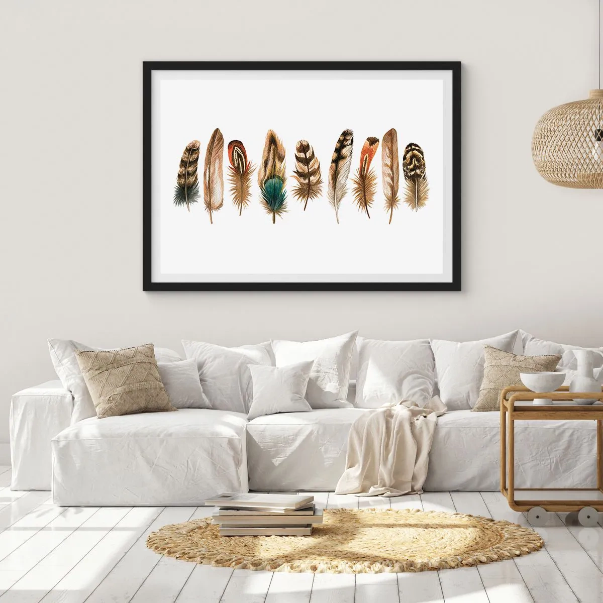 Affisch i svart ram - Fjädervariation - 91x61 cm